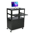 thumbnail image 1 of Garvee Mobile Media Utility Cart with Locking Cabinet, Height Adjustable Rolling Computer Cart with 3 Outlets & Pullout Keyboard Tray, Perfect for Home or Office, 1 of 7