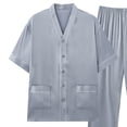 thumbnail image 4 of KyCheLot Men's 2 Piece Pajama Sets Comfy Loose Button down Short Sleeve Shirts and Elastic Waist Pants, 4 of 5