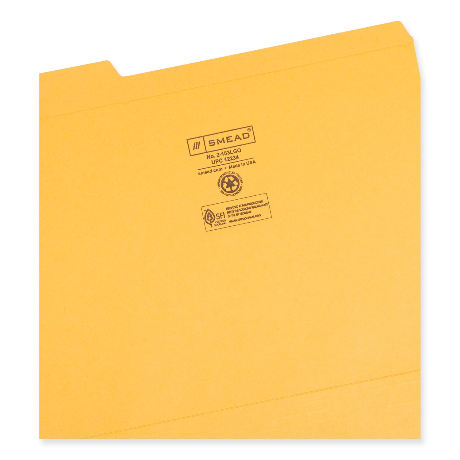 Smead 12234 File Folders, 1/3 Cut, Reinforced Top Tab, Letter, Goldenrod, 100/Box