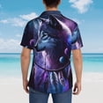 thumbnail image 4 of Balery Feathered Wolf Camisas hawaianas de manga corta para hombre, camisas playeras de corte holgado, camisas de vacaciones con botones,Small, 4 of 7
