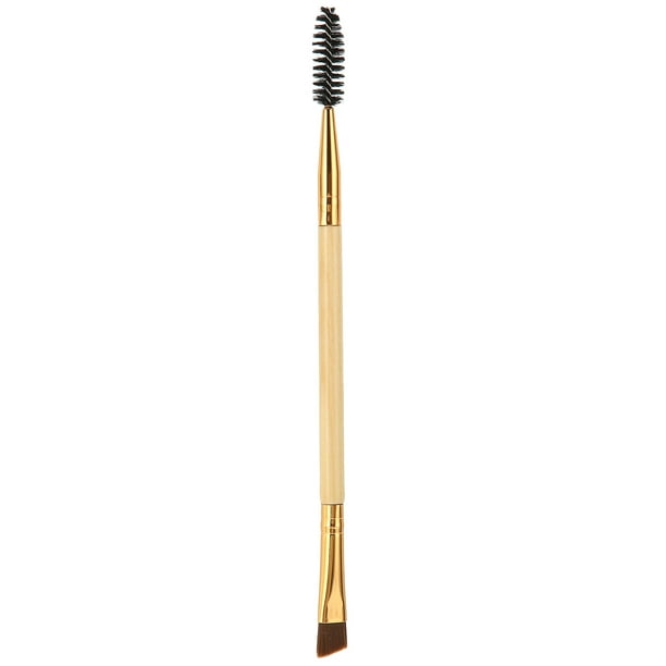 Cepillo de doble punta para cejas y pestañas, cepillo angular para cejas, cepillo cosmético para maquillaje de cejas, color madera