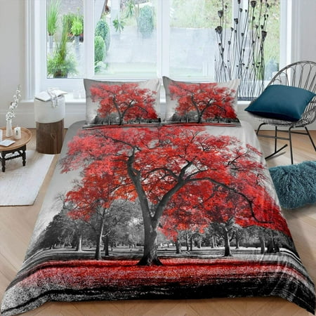 Weis Tree Of Life Duvet Cover Maple Comforter Red Quilt Gothic Nature Branch Bedding Set Grey Room Decorative 3pcs King Size With Zipper Closure Canada Maple Tree Comforter Cover, Gothic King Bedroom Set