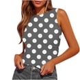 thumbnail image 1 of Plebaso Débardeurs d'Été pour Femmes Slim Imprimé Sans Manches Col Rond Tee-Shirts Froncés Blouses Décontractées pour Femmes, 1 of 4