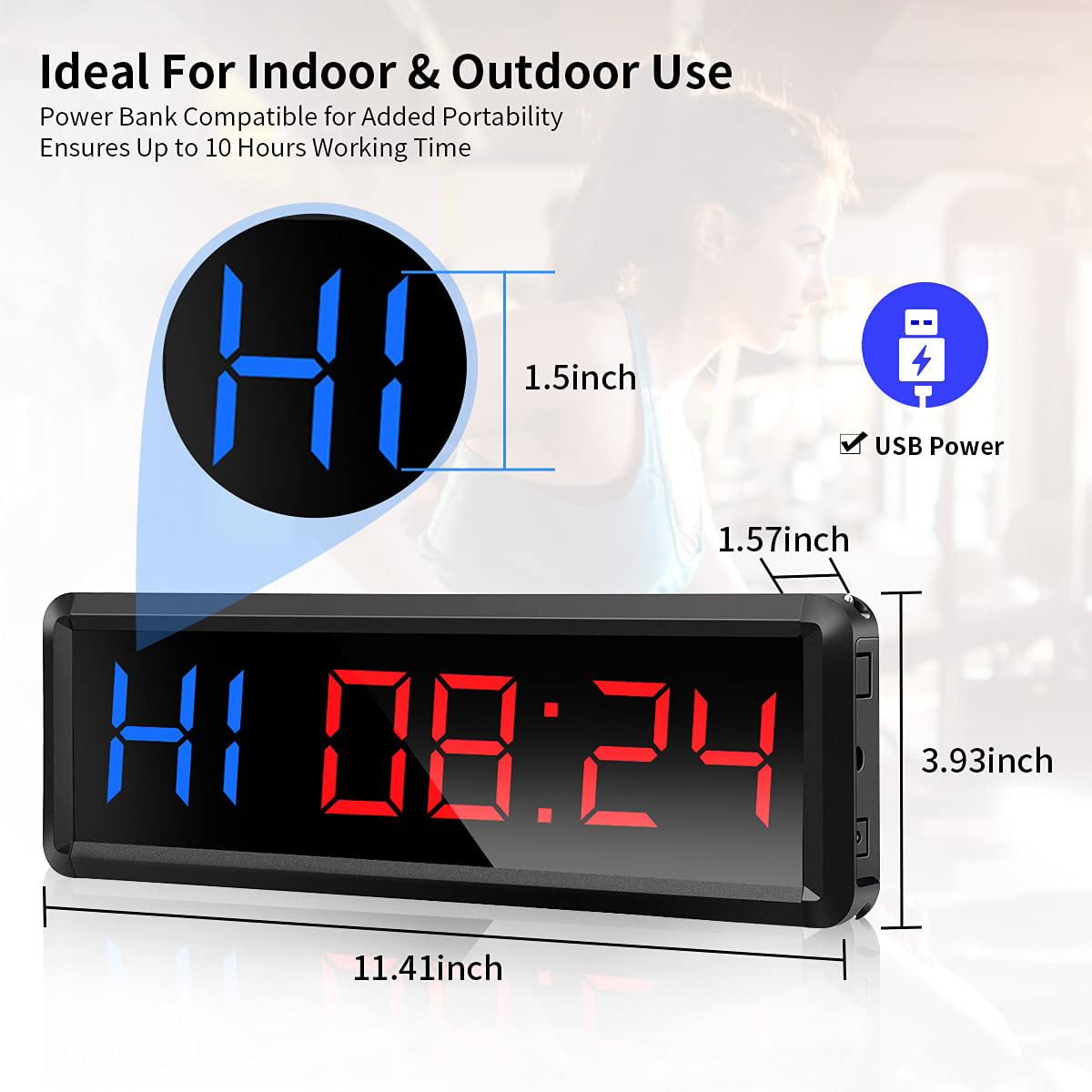 Seesii LED Gym Timer, Ultra-Clear Interval Timer with Remote
