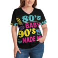 thumbnail image 4 of I Love The 80's Retro Heart V Neck Fashion Oversize T-Shirt Short Sleeve Shirt Tops, 4 of 8