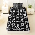 thumbnail image 4 of spefrowx Cute Stripe Bow Twin Sheets for Kids, Black White Love Heart Bedding, 3pcs, 1 Flat Sheet, 1 Fitted Sheet and 1 Pillowcase, 4 of 6