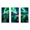 thumbnail image 2 of Designart "Aurora Borealis Captivating Arctic Mountains VI" Northern Lights Framed Wall Art Set Of 3 - Green Traditional Frame Canvas Set For Living Room Decor, 2 of 6