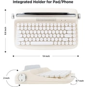 Wireless Typewriter Keyboard, Bluetooth, Retro Design, Stand for Tablet, Phone, PC