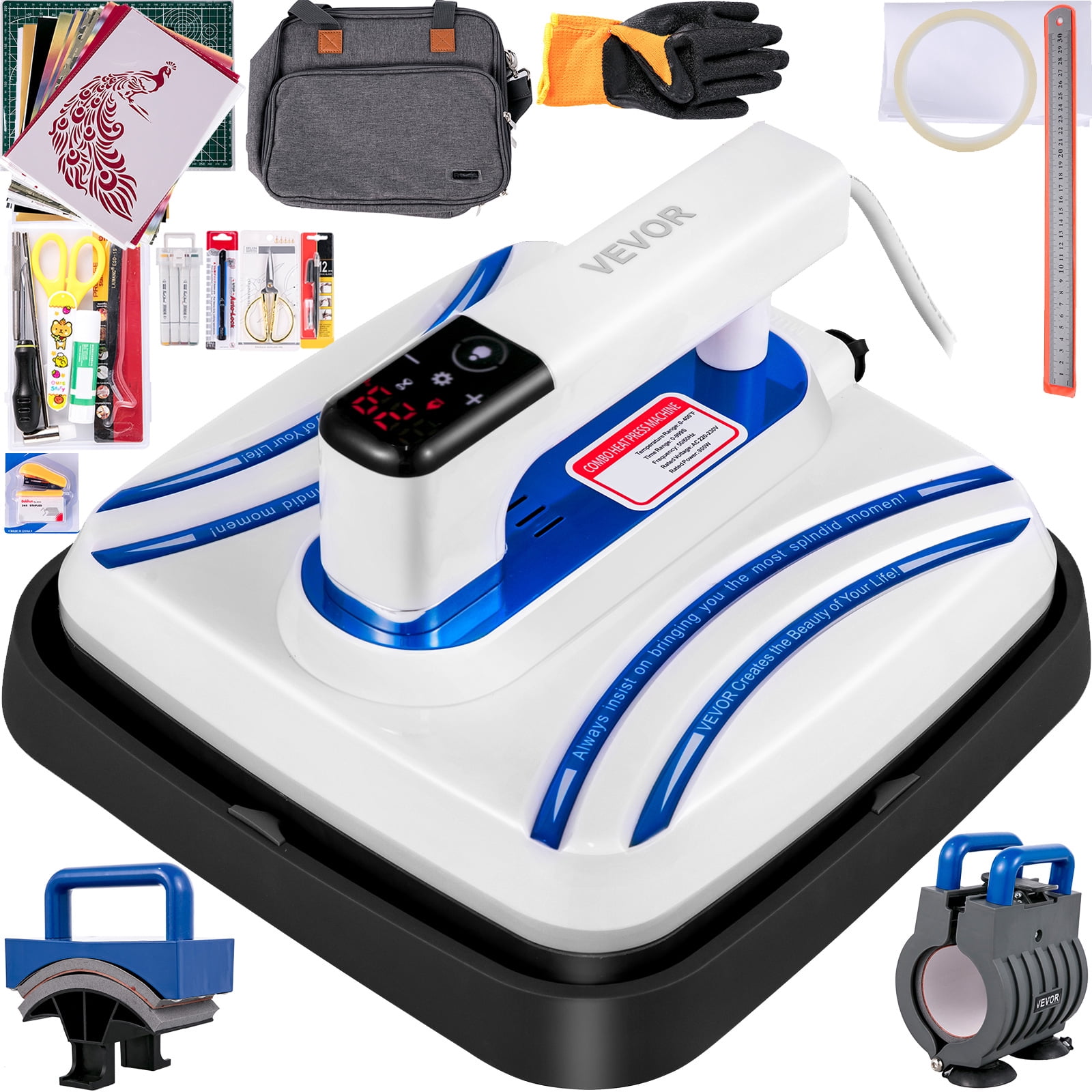 VEVOR 4 in 1 Mini Heat Press 10"x10" Easy Portable Heating Press