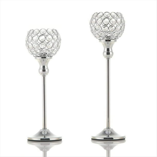 2 Piezas Candelabros Decoraciones de Mesa Candelabros de Cristal de Metal para Boda Mesa Fiesta Iglesia Decoración ,A