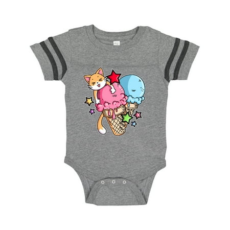 

Inktastic Ice Cream Cones with Orange Cat and Stars Gift Baby Boy or Baby Girl Bodysuit