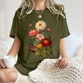 thumbnail image 1 of LOVZFMLL Hauts d'Été pour Femmes Motif Floral Manches Courtes Col Rond Épaule Tombante T-shirt Haut, 1 of 7