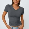thumbnail image 6 of AviBest Womens V Neck Short Sleeve T Shirt Slim Fit Basic Tees Y2k Fitted Tops Sexy Tight Shirts, 6 of 6