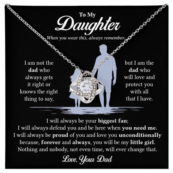 Daughter From Dad, To My Daughter Necklace With Heartfelt Message & Elegant Box, Love Knot Necklace, Father Daughter Necklace, Birthday Daughter From Dad, #638, White Love Knot Necklace