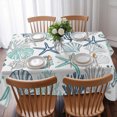 thumbnail image 3 of Teal Blue Coastal Table Cloth Waterproof Tablecloths, Summer Beach Coral Shell Ocean Tablecloth Dining Table Cover for Kitchen Party Tabletop Outdoor, Rectangle Tablecloth 60x84 Inch, 3 of 9