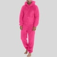 thumbnail image 2 of Adult Hooded Onesie Pajamas Non-Footed One Piece Sleepwear for Men Color: Hot Pink Size: S, 2 of 6