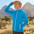 thumbnail image 6 of Eltusu Girls Sun Protection Jackets, Hooded Sports Full Zip Long Sleeve Rash Guard Sky Blue Size 11-12T, 6 of 9