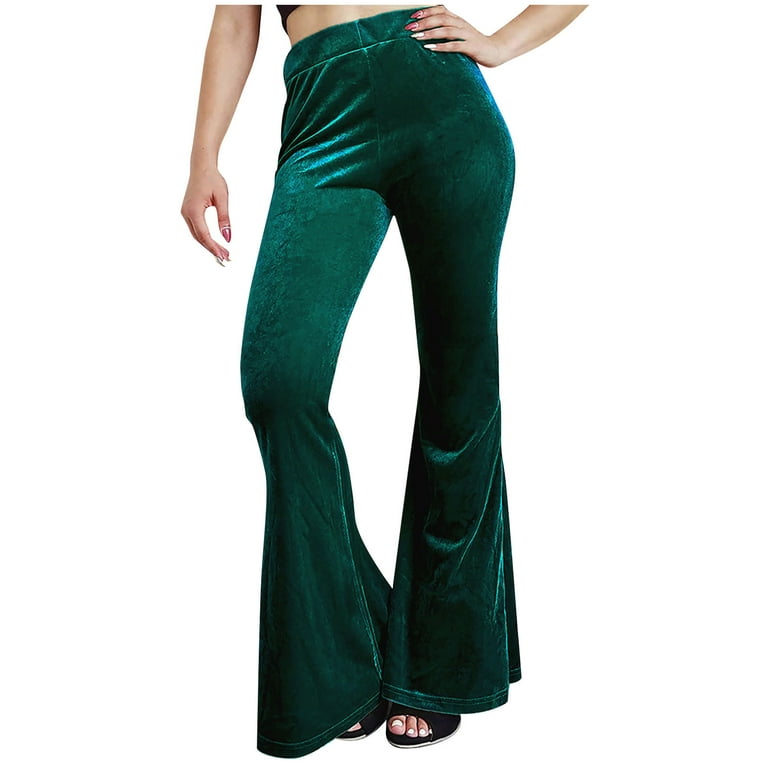 YWDJ Bell Bottom Pants for Women 70s High Waist High Rise Flared Elastic  Waist Casual Stretchy Long Pant Fashion Comfortable Solid Color Leisure