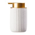 thumbnail image 2 of 2 Pack Speckled Matte White Ceramic Foam Soap Dispenser, 10 oz Refillable Pump with Golden Top, Elegant Foaming Dispenser for Bathroom or Kitchen, Speckled White, 2 of 5