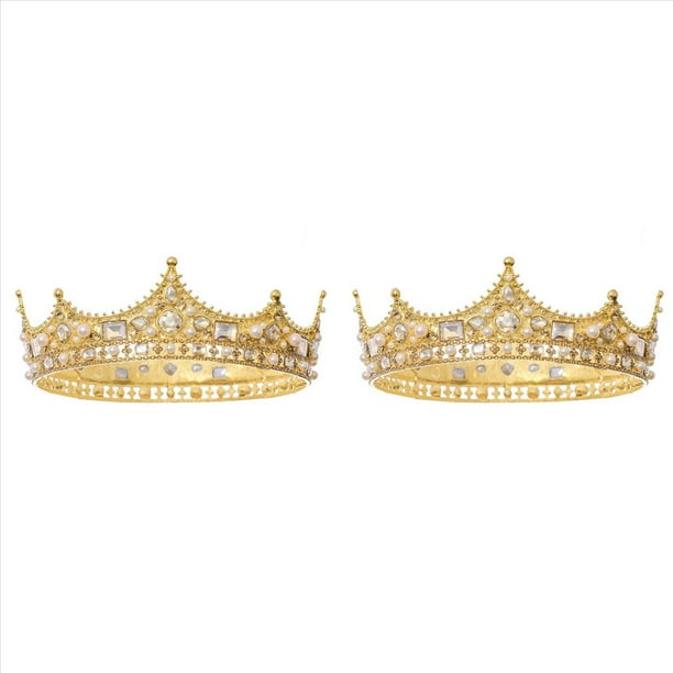 2X de para Hombres Accesorio Disfraz de Graduación Perla de Cristal Vintage Tiaras de Boda Nupcial ()