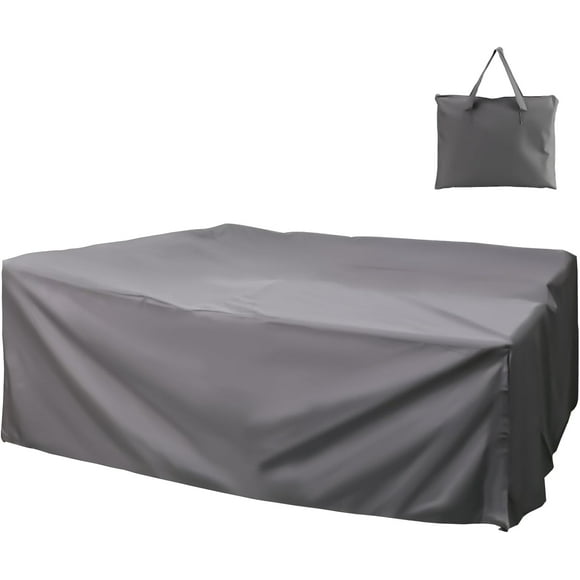 AECOJOY Waterproof Outdoor Furniture Cover, 90.5" x 72.5" x 27.5" Rectangular Patio Table and Chair Set Cover, Gray