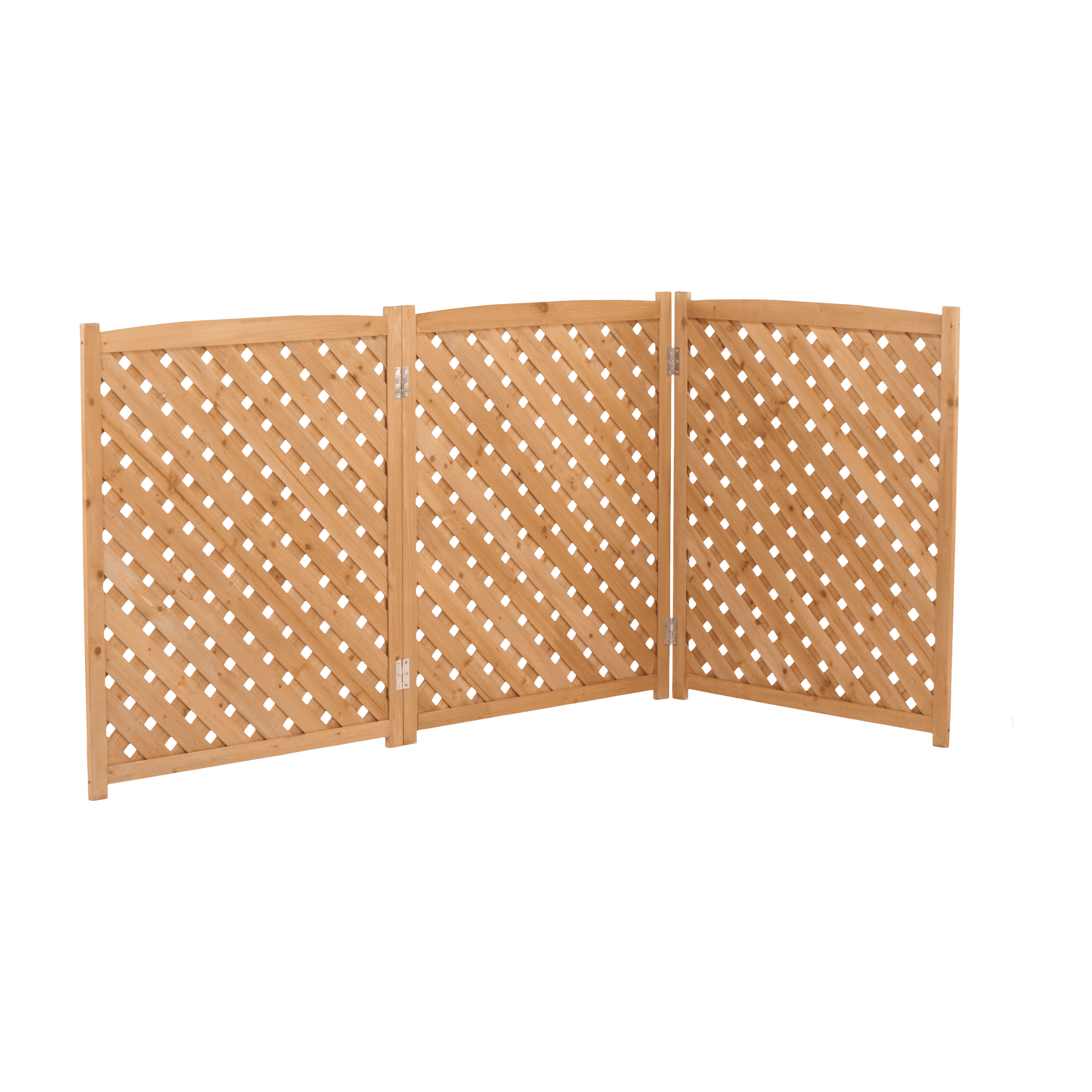 3-Panel Outdoor Air Conditioner Privacy Fence Screen, Solid Wood Enclosure and Trash Can Hide for AC Unit, Light Brown