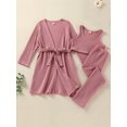 thumbnail image 2 of Girls Elegant Solid Color Knit Tank Top & Pants & Nightgown With Belt 3pcs Set Autumn Winter, 2 of 6