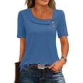 thumbnail image 2 of Avtoify Women's Casual Solid Color Breathable Lock Short Sleeve Top Short Sleeve V-Neck Top/Shirt, 2 of 7
