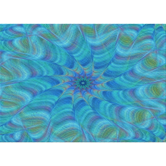 Ahgly Company Indoor Rectangle Patterned Bright Turquoise Blue Area Rugs, 6' x 9'