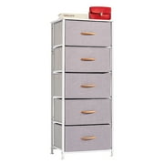 WAYTRIM Dresser for Bedroom Chest of 5 Drawers Storage Tower Steel Frame Closet Fabric Cabinet Organizer in Home Light Gray