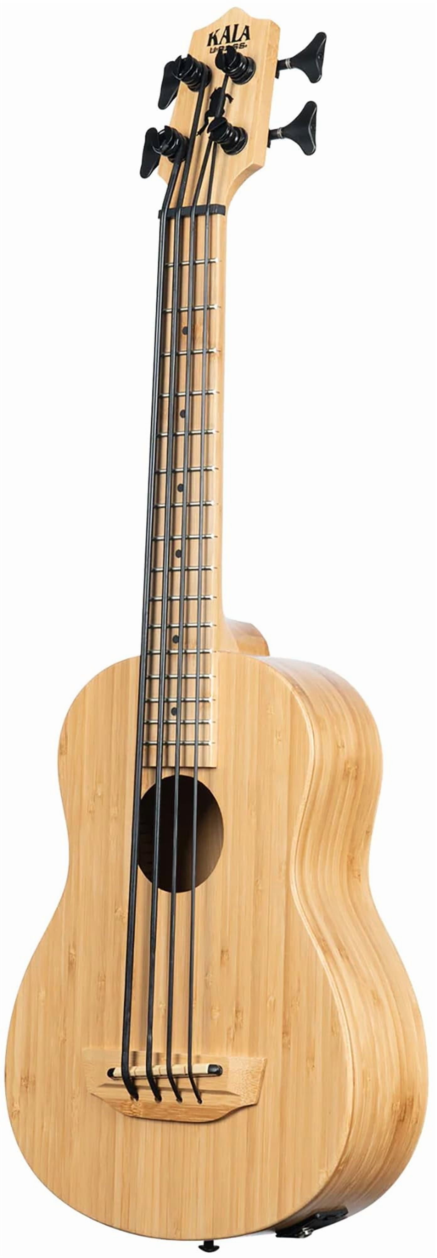 Kala UBASS-BMB-FS Bamboo Fretted Acoustic-Electric U-Bass Bundle with Case, Tuner, Austin Bazaar Instructional DVD, and Polishing Cloth