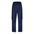 thumbnail image 5 of Cuhas Cargo Pants for Men Fall Autumn Winter Overalls Drawstring Multi Pocket Casual Pants Hiking Pants Cotton Twill Pants Navy 2X, 5 of 6