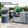 thumbnail image 5 of 66.5" Outdoor Grill Cart, Solid Wood Kitchen Island with Stainless Steel Top, Drawer, Compatible with up to Large Big Green Egg, Kamado, Joe for Barbecue Outdoor Gathering（Blue）, 5 of 10
