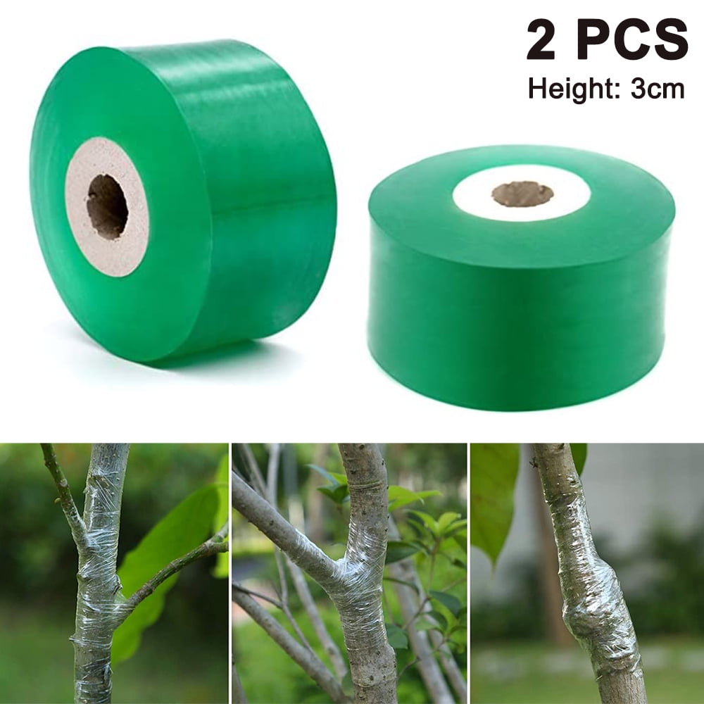Amaoma 2 Pieces Grafting Tape Self-Adhesive Nursery Stretchable Garden Flower Vegetable Grafting Tapes Fruit Tree Grafting Films Plants Tools for Garden Tree Seedling 2cm*100m Green