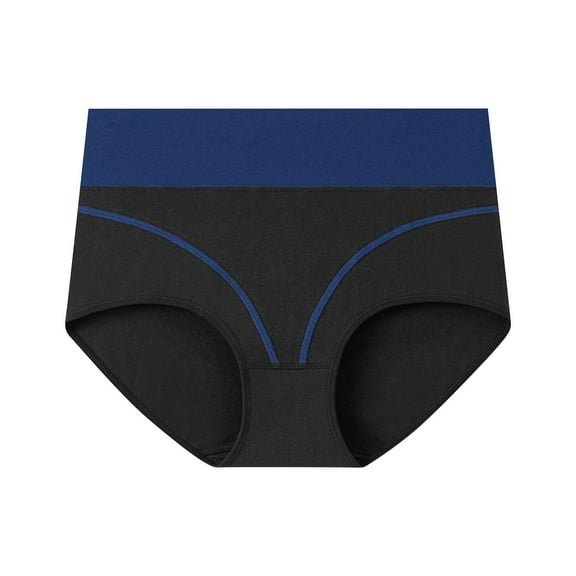 High Waist Underwear for Women Full Coverage Briefs Breathable Postpartum Panties Anti-Leakage Stretch Underpants, Blue, Large