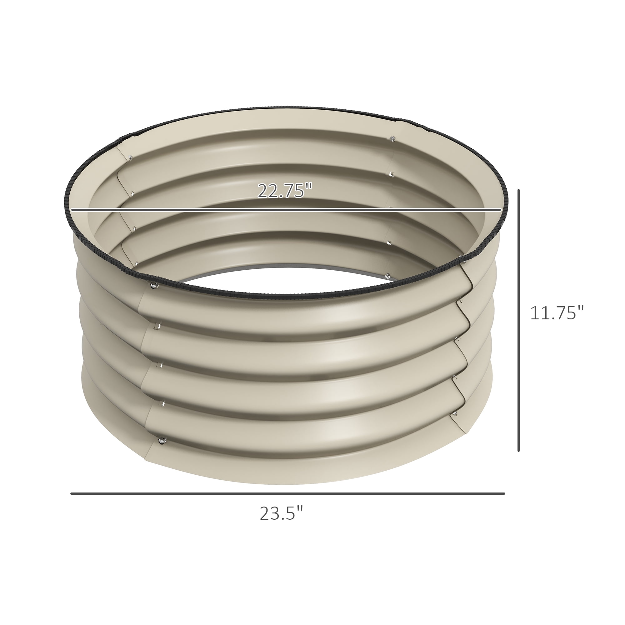 Galvanized Raised Garden Bed Set of 2, Planters for Outdoor Plants with Safety Edging, Easy-to-assemble Stock Tanks for Growing Flowers, Herbs and Vegetables, Cream White