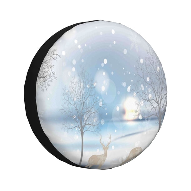 Fotbe Christmas Deer Funda de Llanta de Repuesto con Estampado, Engrosada, Ajuste Universal para Jeep, Remolque, RV, SUV, Camión-14 inch