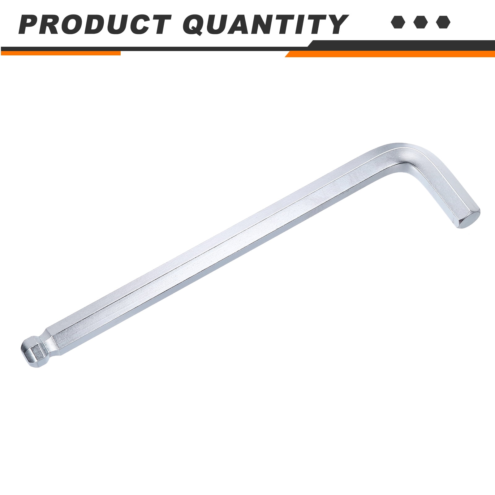 Ball End Hex Key Wrench 19mm Cr-V L-Shape Long Arm Hexagon Wrenches Silver