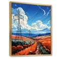 thumbnail image 2 of Designart "Power Lines Gridscape Charm II" Cityscapes Floater Framed Wall Art Living Room, 2 of 7