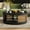 Black, variant on 37'' Round Coffee Table, Modern PE Rattan Wooden Center Table with Storage Shelf, 2-Tier Solid Wood Round Boho Cocktail Table for Living Room, Brown