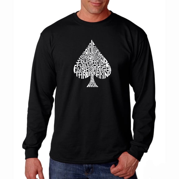LA Pop Art Men's Word Art Long Sleeve T-shirt - ORDER OF WINNING POKER HANDS