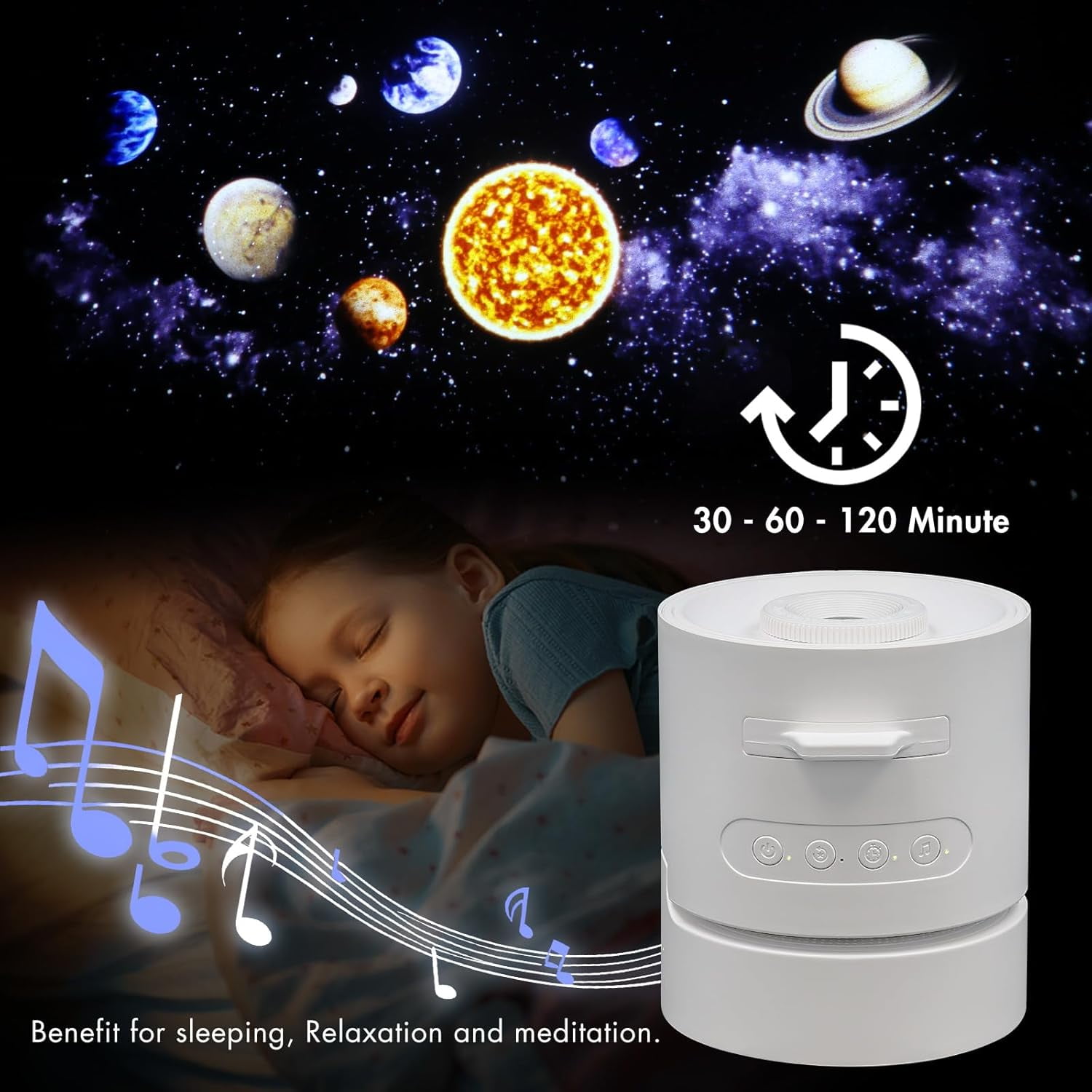 Planet Projector Night Light for Bedroom,Starry Galaxy Light Projector with Bluetooth Speaker,White Noise,Timer,Rechargeable Star Mood Light with 6 Discs for Adults Kids,Party,Gift