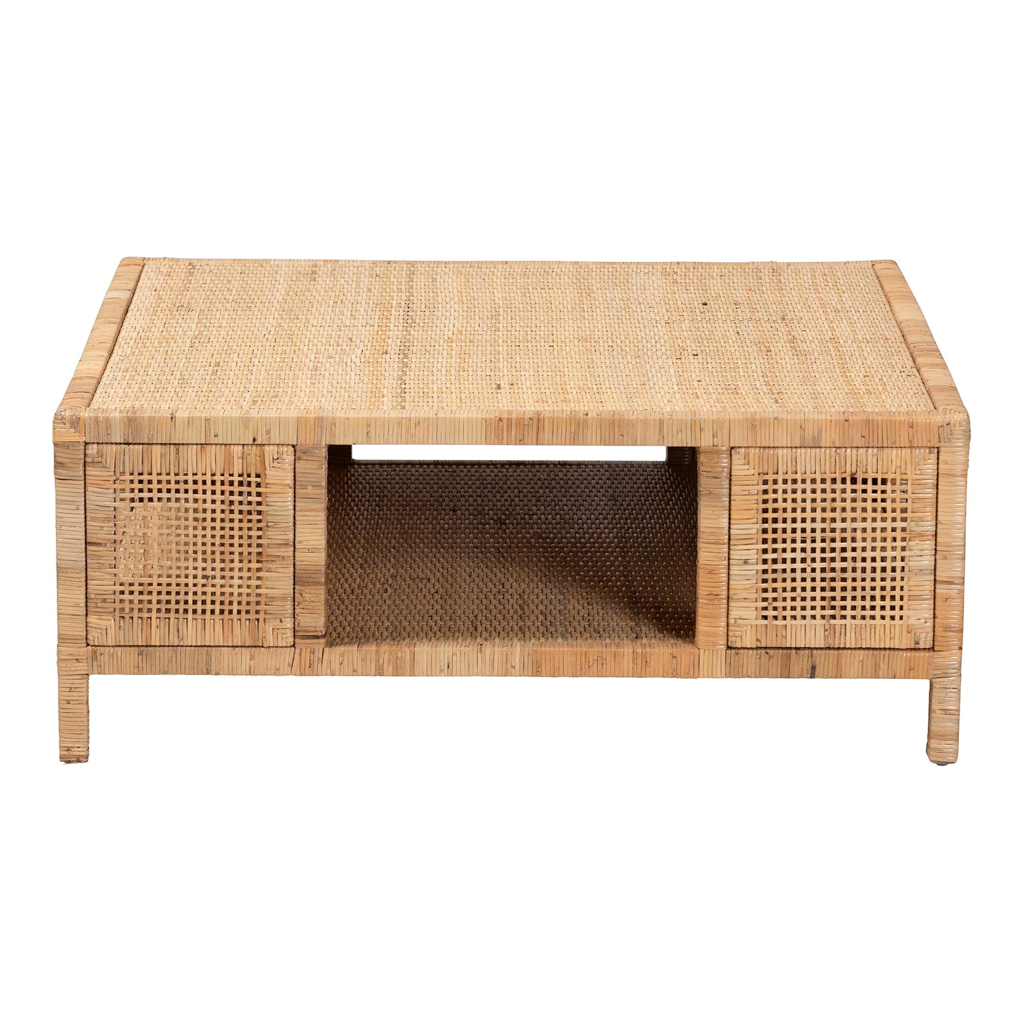 Bali & Pari Open Shelf Rattan Coffee Table, Light Honey