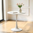 thumbnail image 3 of GZXS 31.5 Inch Round Dining Table, Modern Tulip Bistro Table with Pedestal Base, Small Kitchen Table, White, 3 of 7