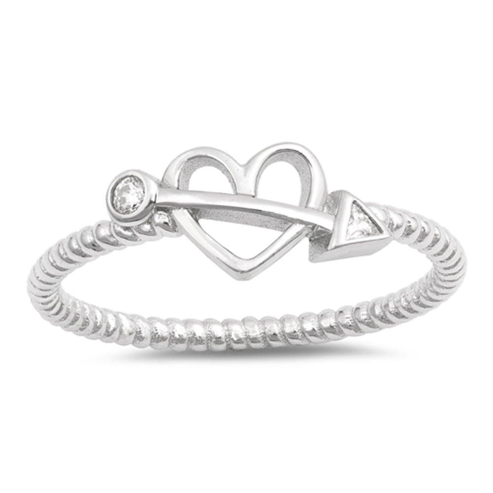 Cubic Ziconia Arrow .925 Sterling Silver Ring Sizes 4-10