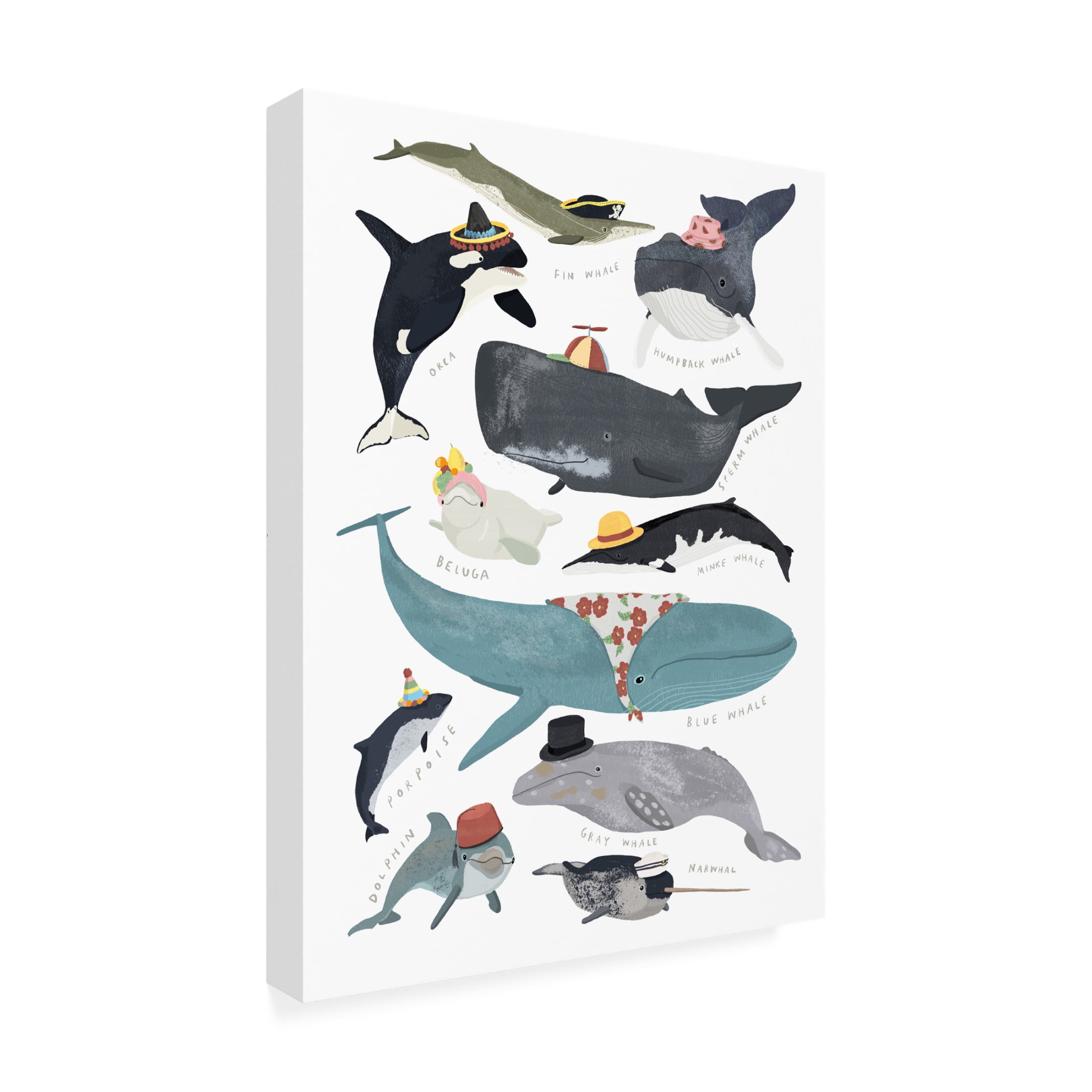 Trademark Fine Art Hanna Melin Whales In Hats Canvas Wall Art