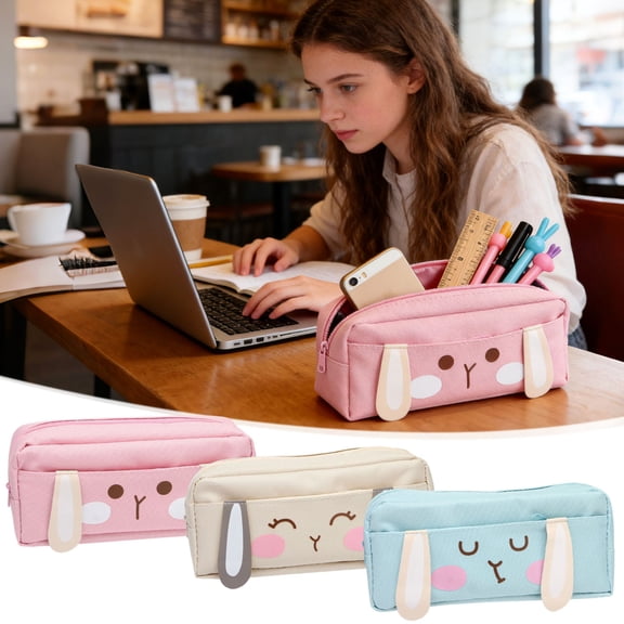 Msgweeeg Pencil Case Pencil Pouch Cartoons Rabbits Multi-Layer Large Capacity Pencil Case Pen Bag for Office