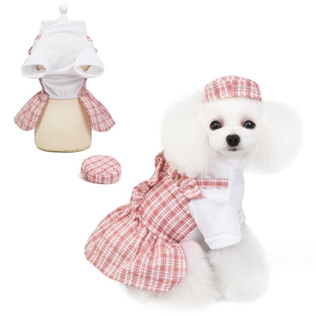 Vestido suave y transpirable para perros pequeños, medianos y grandes, para niñas y cachorros, ligero y con gorro (rosa)