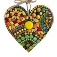 thumbnail image 2 of Decoración del hogar grandes mosaicos de jardín corazón puerta ventana colgante al aire libre arte de la pared signo de bienvenida adornos XBTCLXEBCO Colgante en forma de corazón, estampados de flores., 2 of 5