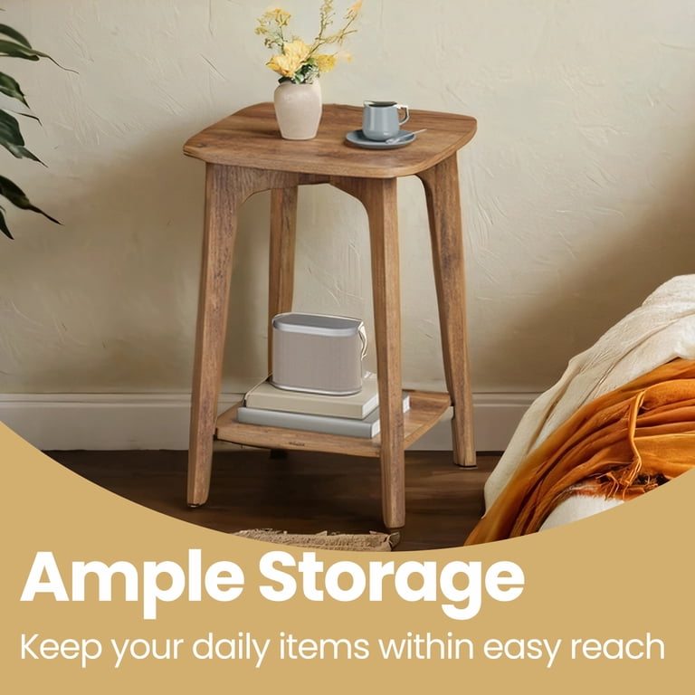Ledrem Square Accent Table, 2-Tier Storage Side Table photo 4